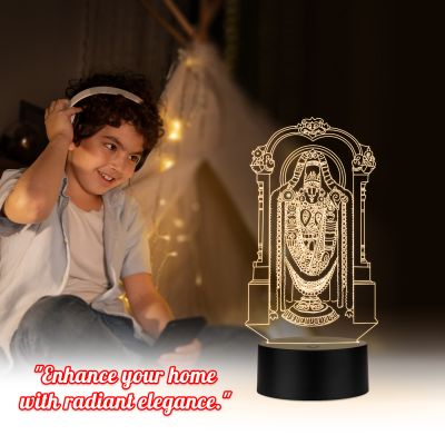 3D Illusion Tirupati Balaji Led Night Lamp with Warm White Color Home Office Pooja Room Decor